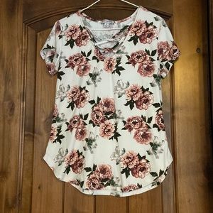Orange kiss floral t shirt
